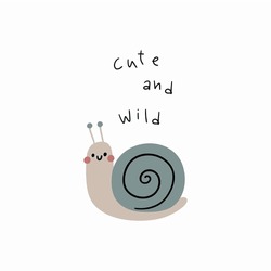 Cute Woodland Vector Illustration. Cartoon Snail - Illustration In Flat Style