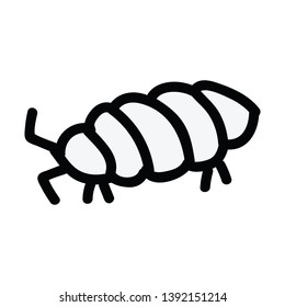 Cute woodlouse lineart cartoon vector illustration motif set. Hand drawn garden woodlice blog icons. Monochrome isopod graphics. Creepy crawlie web buttons.