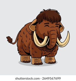 Cute Woolly Mammoth extinct animal Character Mascot in Vector Cartoon Illustration