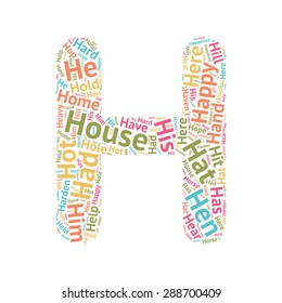 Cute Word Cloud ABC Letters - Series, all the letters from the alphabet, formed by words starting with that letter. H