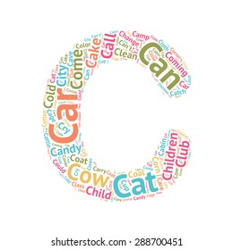 Cute Word Cloud ABC Letters - Series, all the letters from the alphabet, formed by words starting with that letter. C