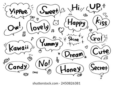 Cute word speech bubble set