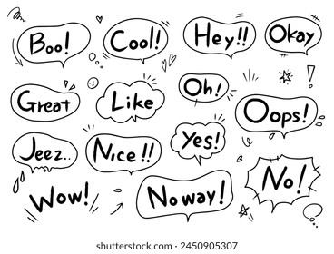 Cute word speech bubble set