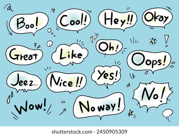 Cute word speech bubble set