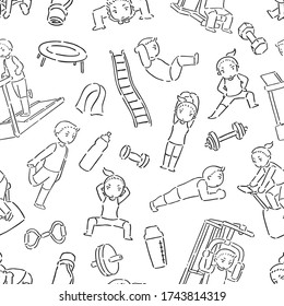 Cute work out Illustration Pattern, vector