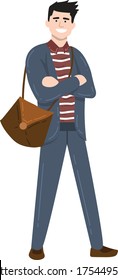 Caricatura, ilustración vectorial que trabaja en la escuela con un fondo blanco. Dibujo para niños