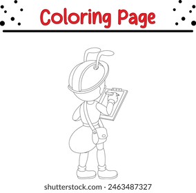 cute worker ant coloring book page for children