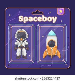 cute worker astronaut toy in blister packaging design