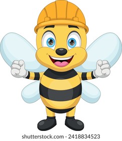 cute worker bee cartoon on white background