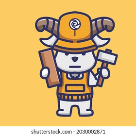 linda ilustración de mantenimiento de trabajadores. icono de estilo de caricatura plana animal mascota del logotipo del vector premium adecuado para el personaje del banner del diseño web