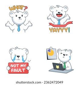 Cute Working Bear Flat Stickers 

