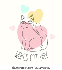 Cute World Cat Day Postcard