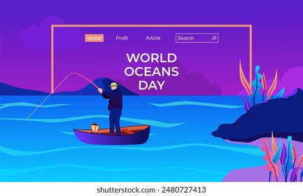 Cute World Oceans Day Illustration