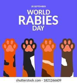 Cute World Rabies Day Social Media Post Template with pet's legs and paws