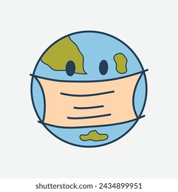 Cute World Wear Surgary Mask Clipart