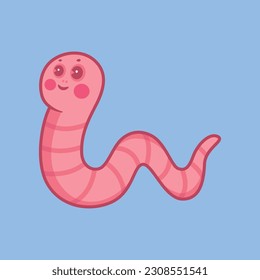 Cute worm cartoon icon vector illustration
