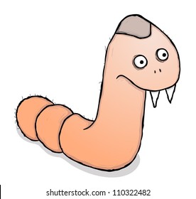 Cute worm, cartoon illustration
