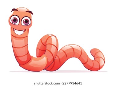 Cute worm cartoon illustration isolated on white background