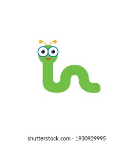 Cute worm cartoon vector on a white background