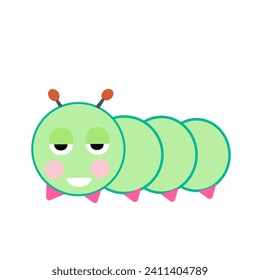 
Cute worm cartoon in white blackground 