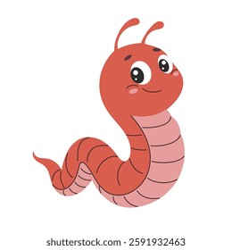 Cute worm. Children's illustration. Vector illustration isolated on a white background.