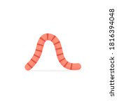 Cute worm icon. Cartoon earthworm vector illustration isolated on white.