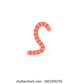 Cute worm icon. Cartoon earthworm vector illustration isolated on white.