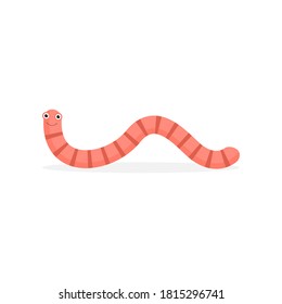 Cute worm icon. Cartoon earthworm vector illustration isolated on white.