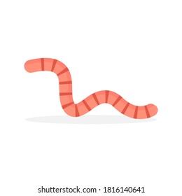 Cute worm icon. Cartoon earthworm vector illustration isolated on white.