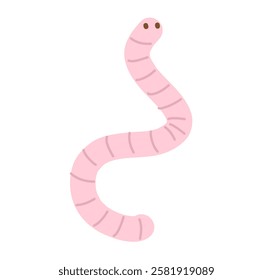 Cute Worm Illustration. Naive Art Vector Drawing.