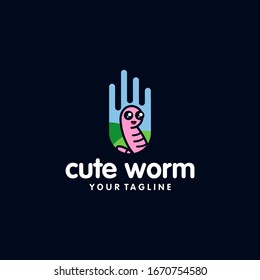 Cute Worm Logo Vector Design 