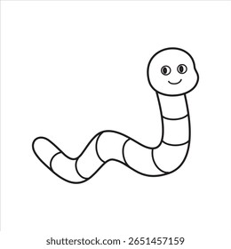Vetor de ilustração de contorno de linha de contorno de worm bonito
