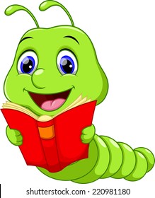 Cute Worm Reading Book Stock Vector (Royalty Free) 220981180 | Shutterstock