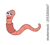 Cute Worm Smiling Cartoon Character