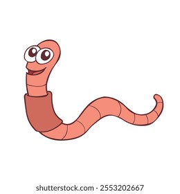 Personagem de Desenho Animado Sorridente de Worm Bonito