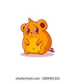 Cute Worry Mouse Face Icon Illustration. Flat Cartoon Style