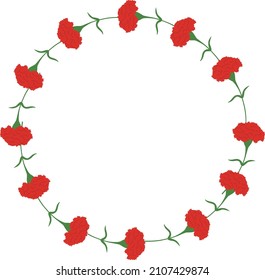 Cute wreath frame of red carnation