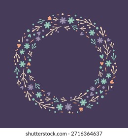 Cute wreath illustration with soft spring colors