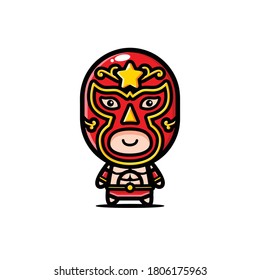 cute wrestler character vector design