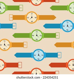 Cute Wrist watch seamless pattern. vector