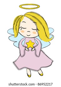Cute Xmas angel with star