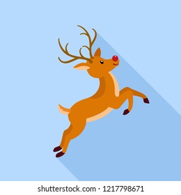 Cute xmas deer icon. Flat illustration of cute xmas deer vector icon for web design