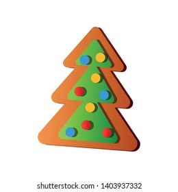 Cute xmas fir tree gingerbread with colorful dots