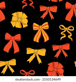 Lindo lazo de Navidad hace un patrón transparente de Vector. Fondo de Navidades Coquette.