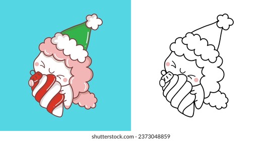 Cute Xmas Unicorn Clipart for Coloring Page and Illustration. Happy Clip Art Christmas Magical Horse. Cute Vector Illustration of a Kawaii Animal for Christmas Stickers. 