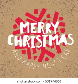 Ilustración de vectores de navidad. Técnica de corte de papel. Texto de "Feliz Navidad y Feliz Año Nuevo". Grunge capas de textura fácilmente editadas.