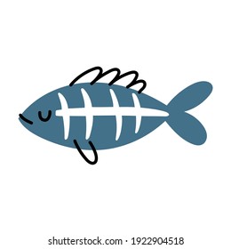 Röntgen-Fisch einzeln auf weißem Hintergrund. Flache oder Cartoon transparente Seefische, Vektorgrafik.