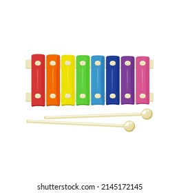 Cute xylophone toy, music instrument for kids vector illustration