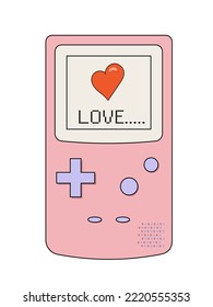 Cute y2k style gamepad on isolated background. Nostalgic electronic game of the 90s.