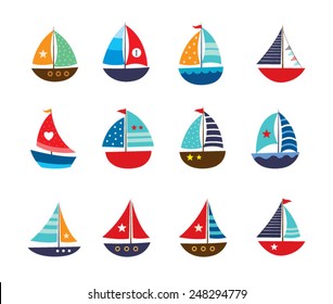 cute yacht vector illustration